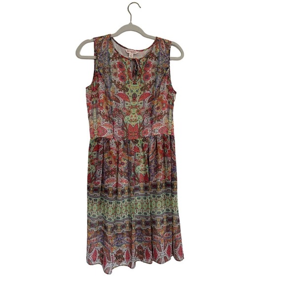 Brooks Brothers Red Fleece Boho Floral Printed Dress Size 4 - Picture 1 of 5